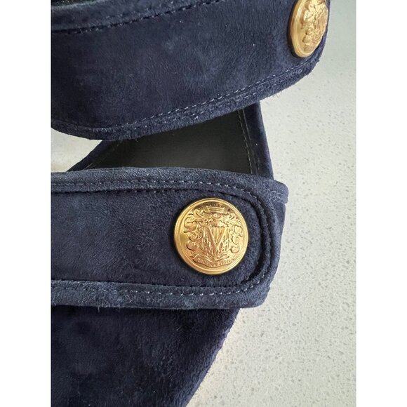 VERONICA BEARD Galea Slide eclipse navy  suede Sandal heels size 9.5 - Picture 6 of 9
